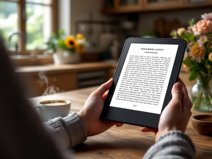 EBook Reader MockUp con il caffè