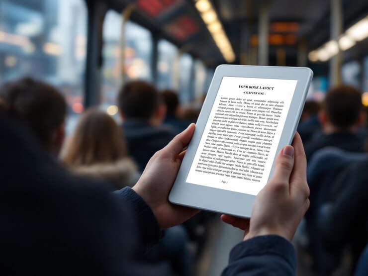 EBook Reader MockUp in un autobus