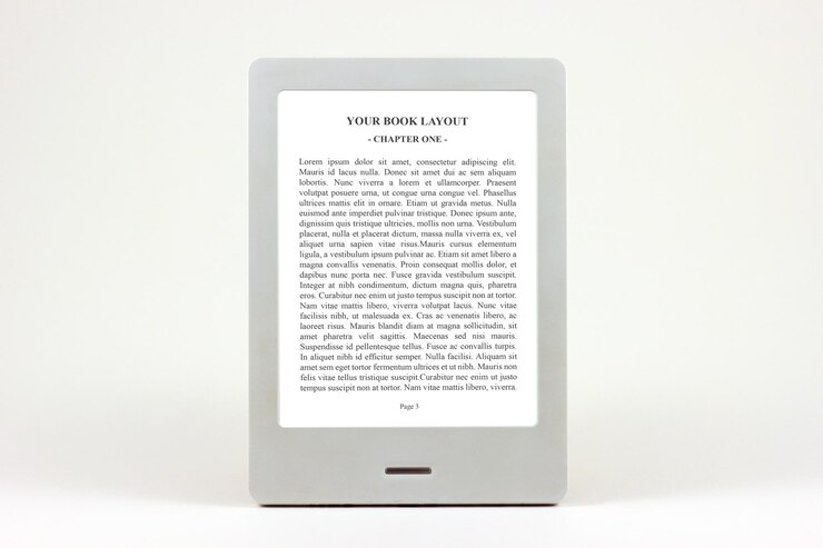 PSD ebook reader mockup white background