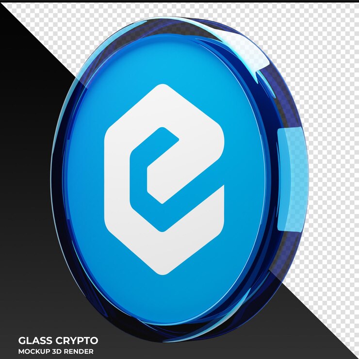 PSD ecash xec glass crypto coin ilustración 3d
