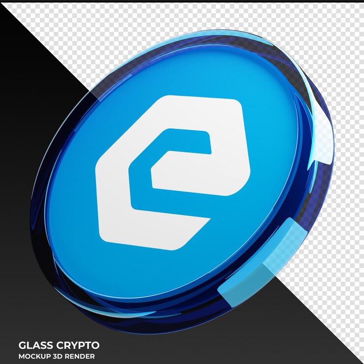 PSD ecash xec glass crypto coin ilustración 3d