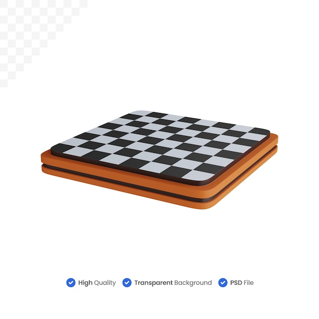 échiquier vide de rendu 3d isolé