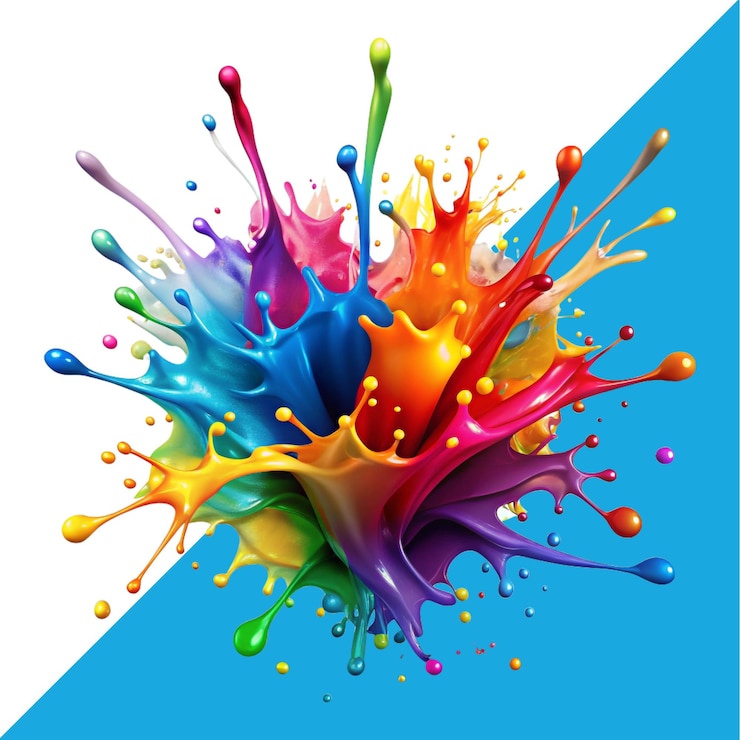 PSD une éclaboussure colorée d'eau multicolore avec un fond transparent image png