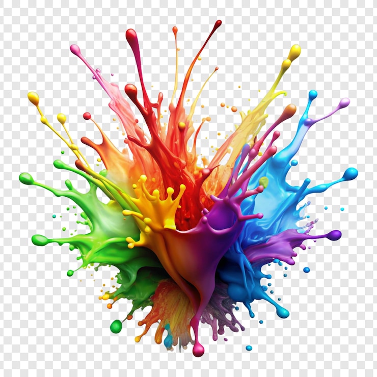 PSD une éclaboussure colorée d'eau multicolore avec un fond transparent image png