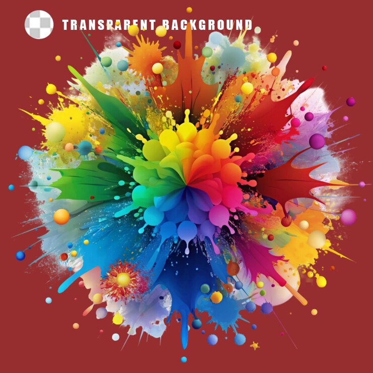 PSD éclaboussure de couleur abstraite sur fond transparent