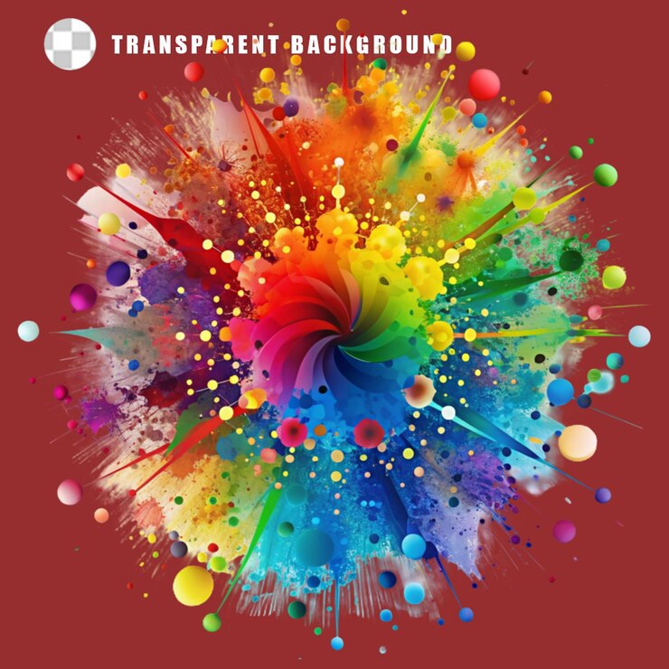 PSD éclaboussure de couleur abstraite sur fond transparent