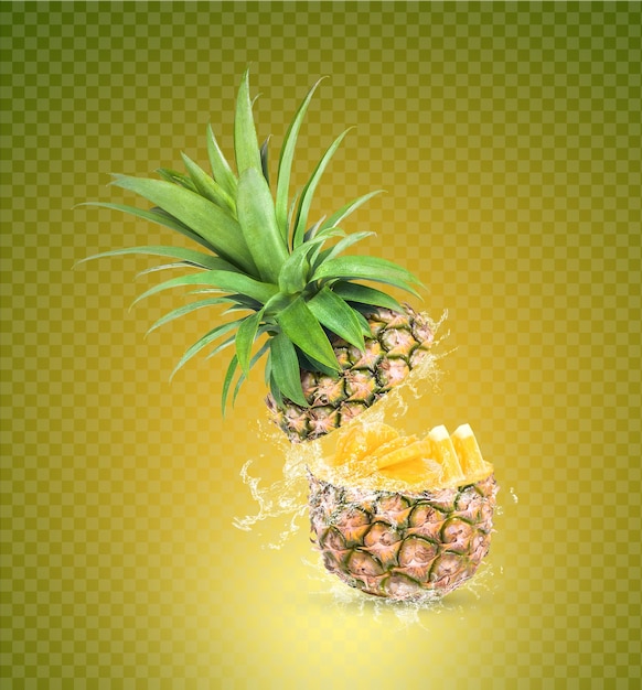 Éclaboussure D'eau Sur L'ananas Frais Isolé