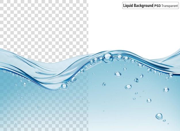 Éclaboussure d'eau liquide bleue avec fond transparent de bulle