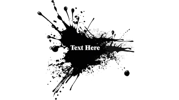 une éclaboussure d'encre noire avec Word Text ici