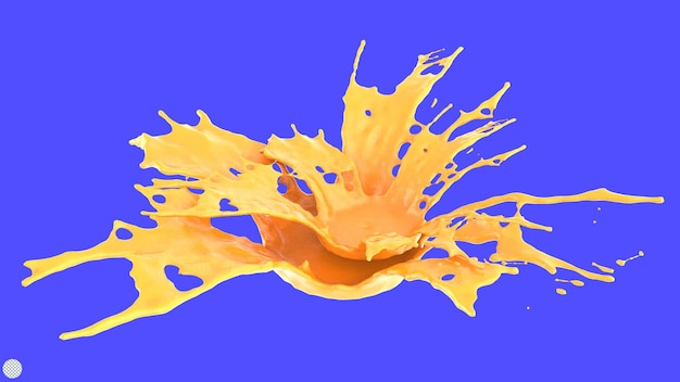 Éclaboussure De Jus D'orange Illustration De Rendu 3d Vague De Liquide