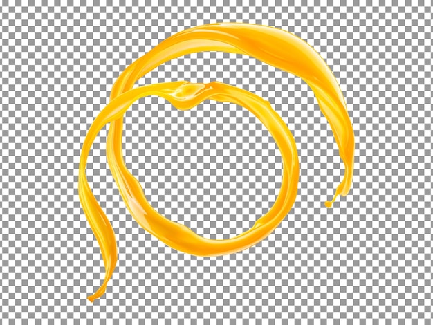 Éclaboussure de jus d'orange jaune isolé sur fond transparent