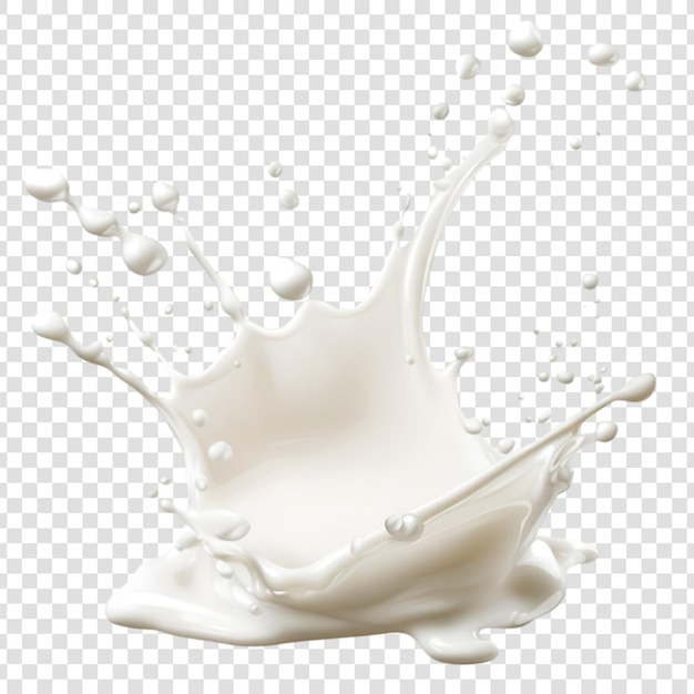 Une éclaboussure de lait sur un fond transparent.