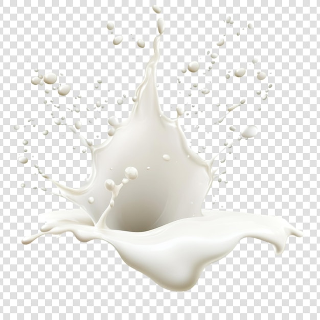 Une éclaboussure de lait sur un fond transparent.
