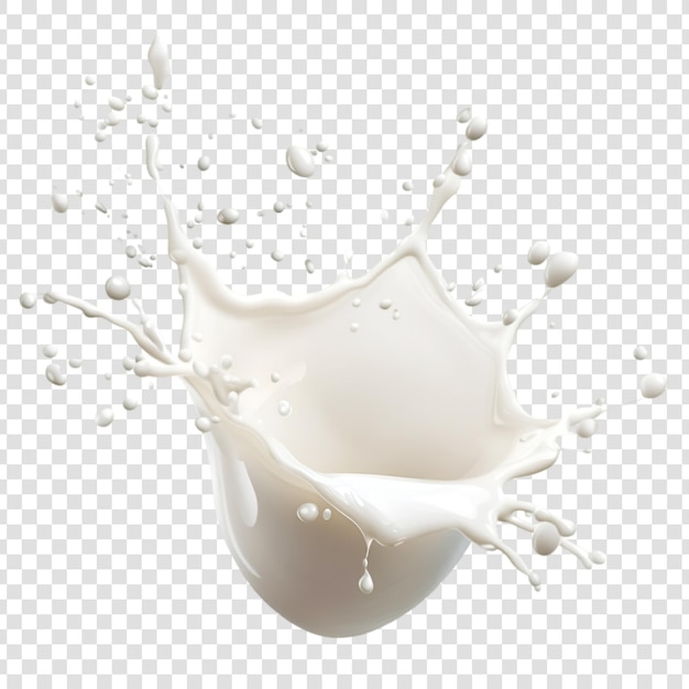 Une éclaboussure de lait sur un fond transparent.