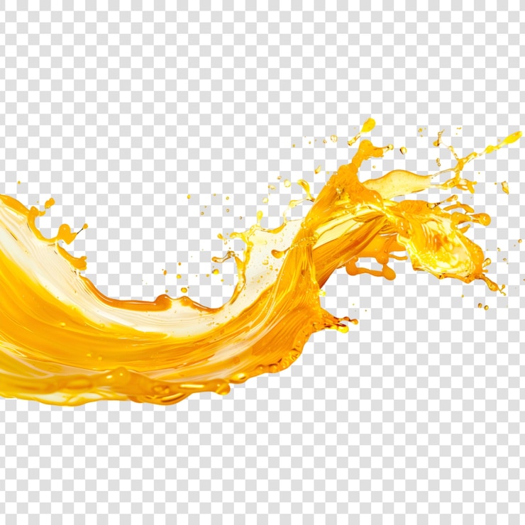 PSD une éclaboussure de liquide ou d'huile jaune sur un fond transparent