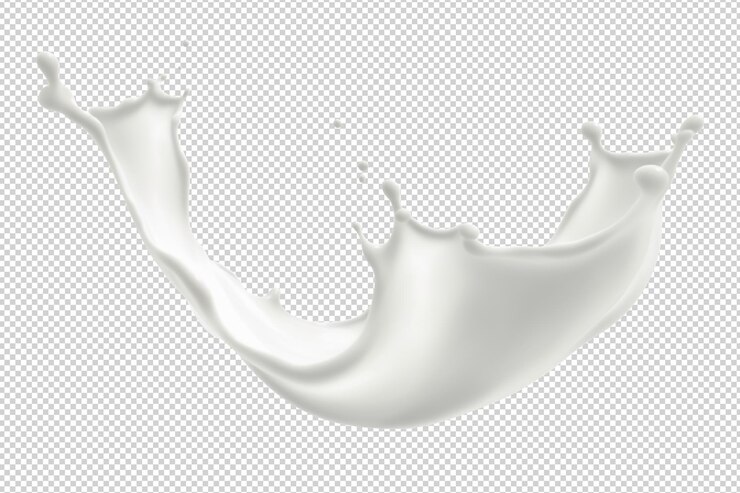 PSD éclaboussure de vague de lait blanc avec éclaboussures et gouttes ai cutout sur transparent