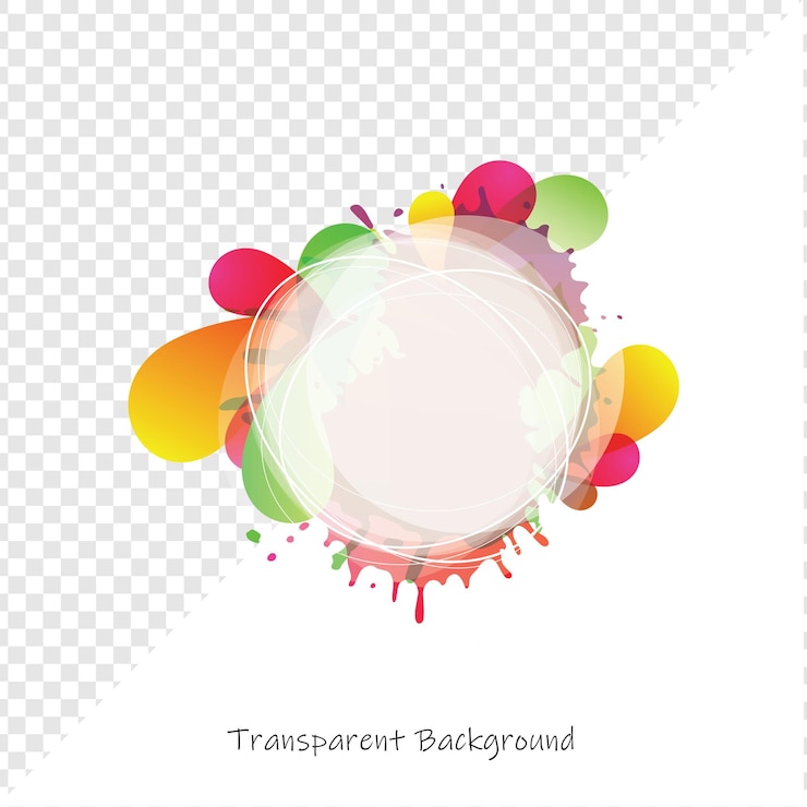 PSD des éclaboussures d'aquarelle colorées avec un cadre rond transparent