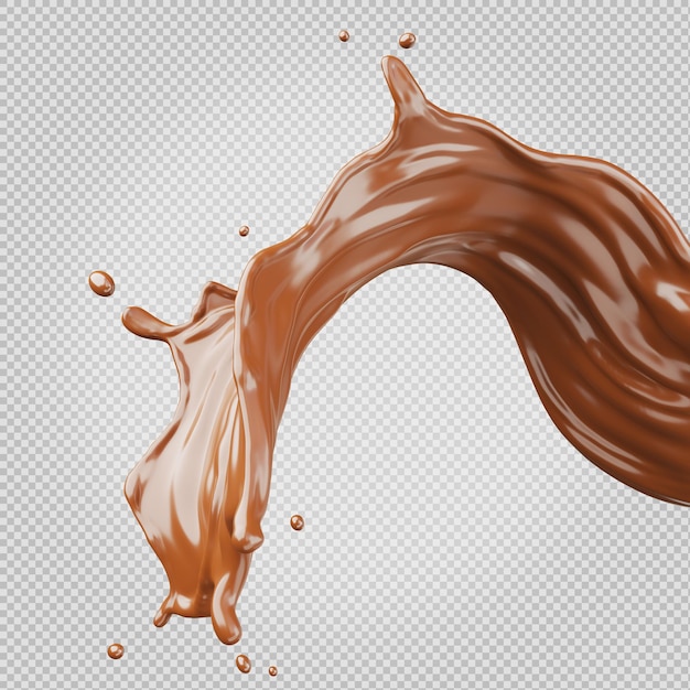 Éclaboussures de chocolat rendu 3d isolé avec un tracé de détourage