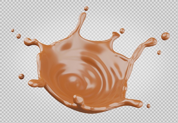 Éclaboussures de chocolat rendu 3d isolé avec un tracé de détourage