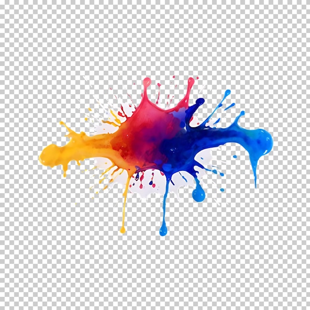 Des éclaboussures d'encre colorées isolées sur un fond transparent