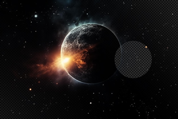 Éclairage des planètes du système solaire sur un fond transparent