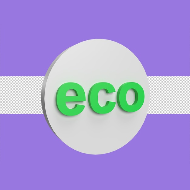 Eco-abzeichen 3d-symbol modell cartoon stil konzept rendern illustration