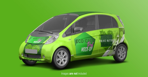 Eco Car Psd Mockup Vue Perspective