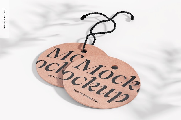 Eco friendly label tags mockup, gestapelt