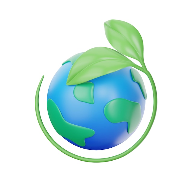 PSD eco ícone da terra 3d para ecologia e terra