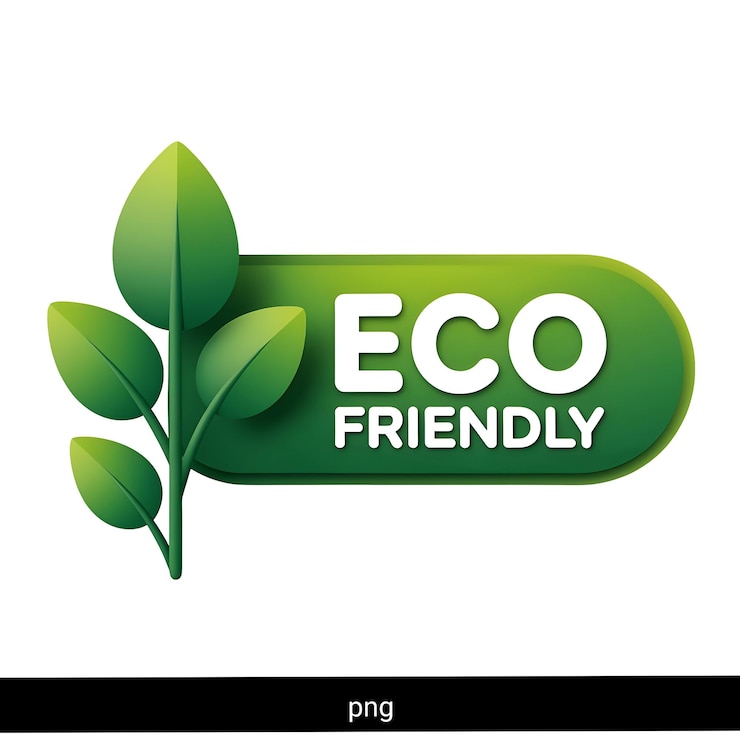 PSD ecofriendly badge with green leaves