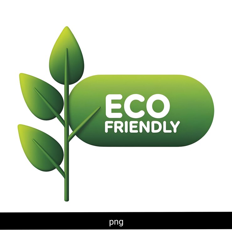 PSD ecofriendly badge with green leaves