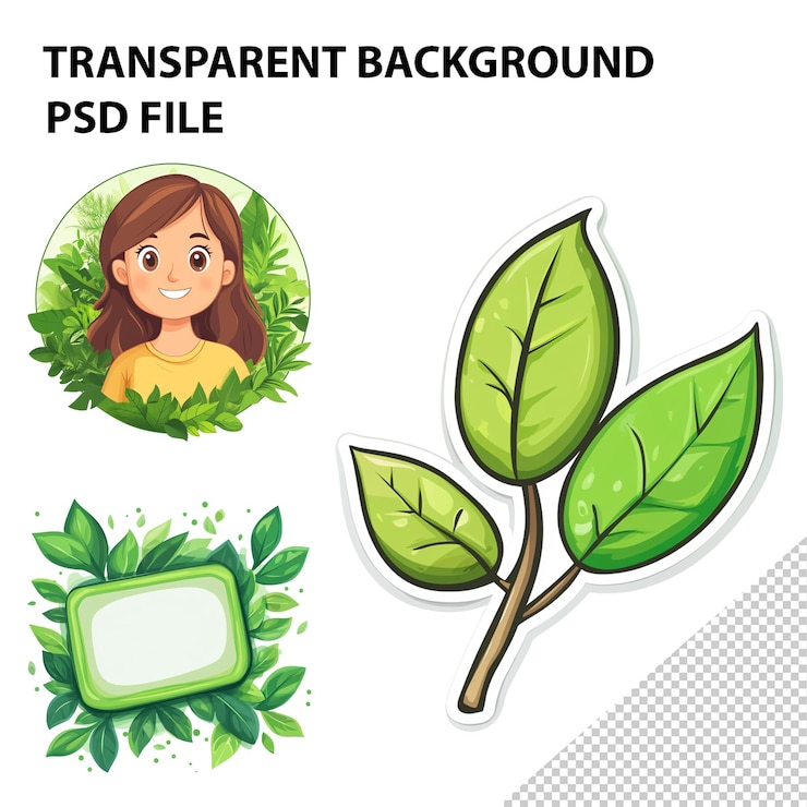 PSD ecofriendly label cartoon vector illustration clipart white background