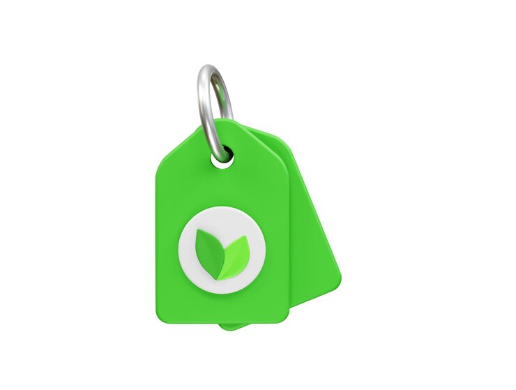 PSD ecofriendly product tags icon 3d render leaf tag icon 3d render