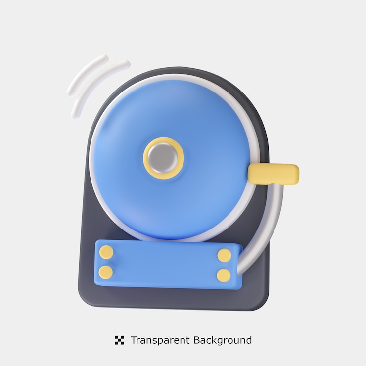 PSD école, cloche, 3d, icône, illustration