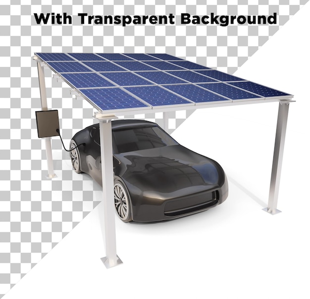Ecolifestyle Carga de automóviles eléctricos utilizando la placa de energía solar PNG PSD Fondo transparente aislado