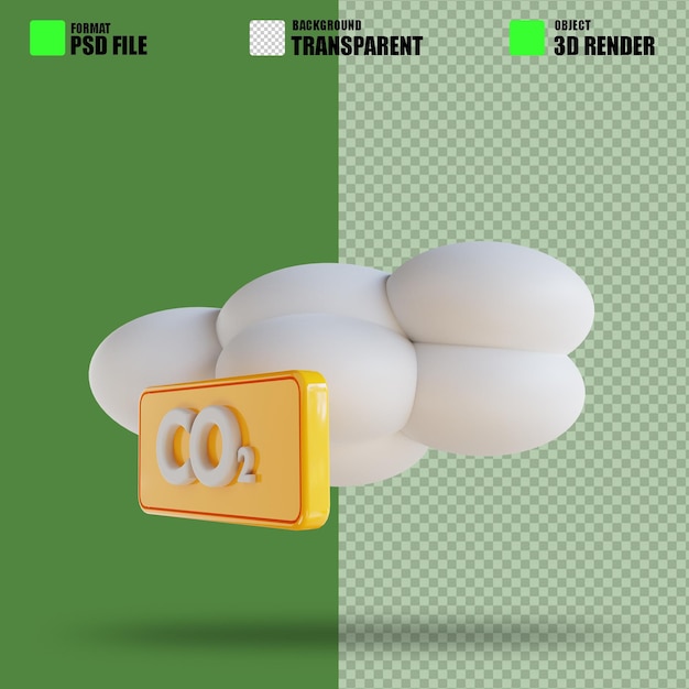 Ecología adecuada de nube y oxígeno de ilustración 3d