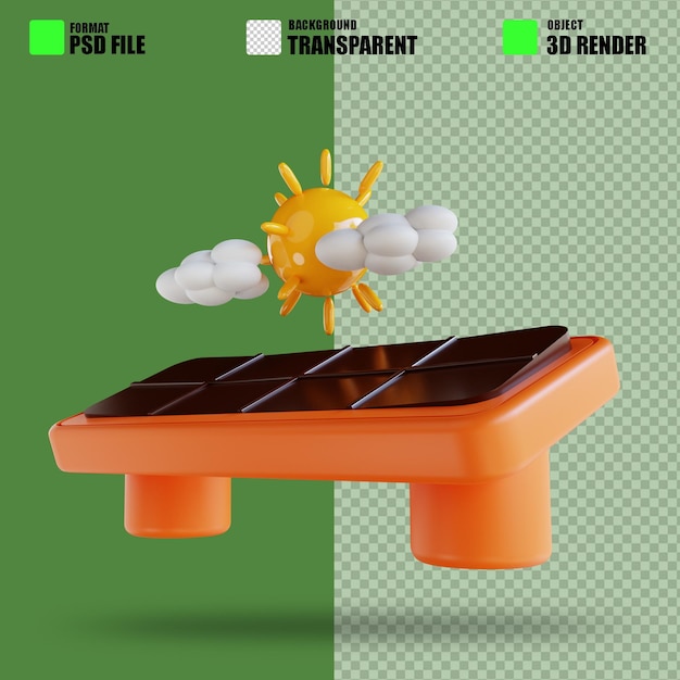 PSD ecologia adequada do painel solar de ilustração 3d