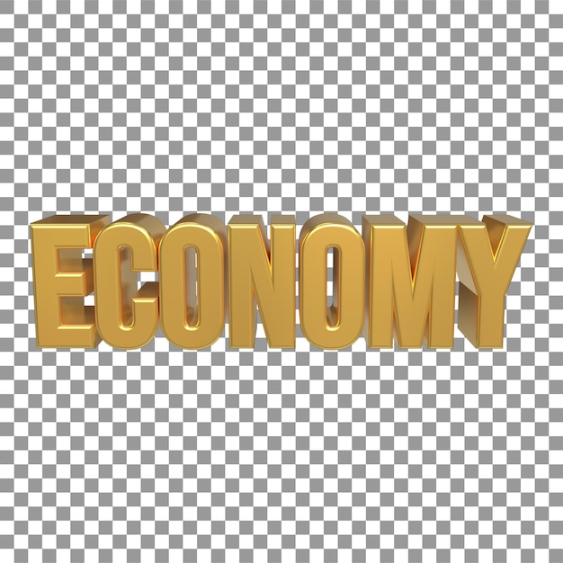 Economia 3D Dourada Renderizando Texto Riqueza e Prosperidade