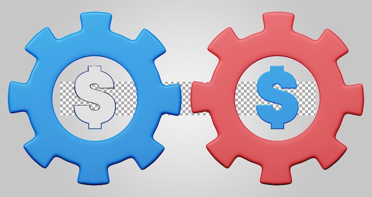 PSD economía global sobre fondo transparente 3d render