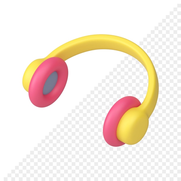 Écouteurs De Musique Icône 3d Casque Audio Jaune Et Rose