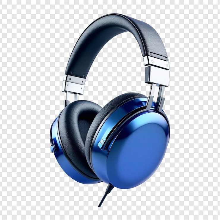 PSD des écouteurs de musique lévitants isolés sur un fond transparent