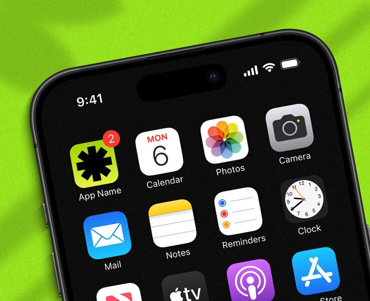 PSD ecrã inicial do iphone com ícones de aplicativos e notificações