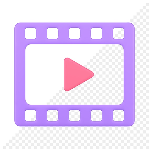 Écran de bande de cinéma lecture vidéo interface utilisateur badge d'application contenu multimédia icône 3d