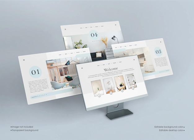 Écran de bureau avec maquette de présentation de site Web isolé
