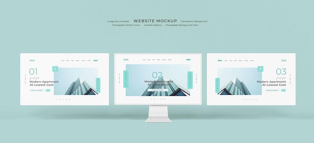 Écran de bureau avec maquette de présentation de site Web isolé