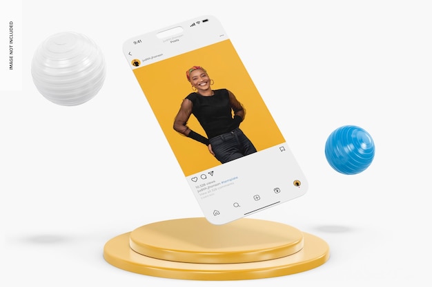 Écran iPhone 14 avec maquette de formes, chute