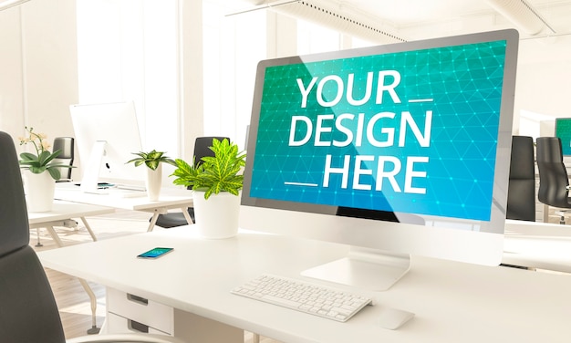 Écran d'ordinateur au bureau