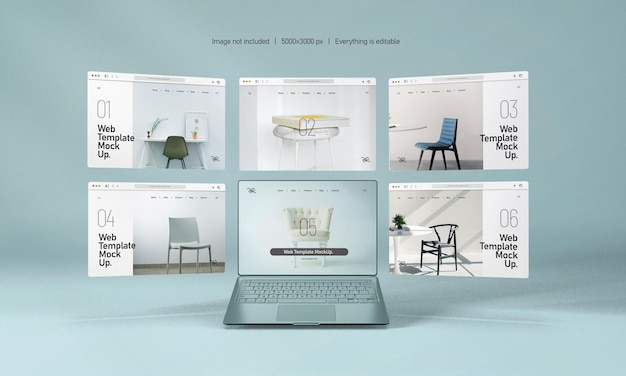 Écran d'ordinateur portable avec maquette de présentation de site Web isolé