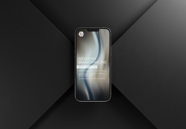 Écran de téléphone portable sur écran noir maquette