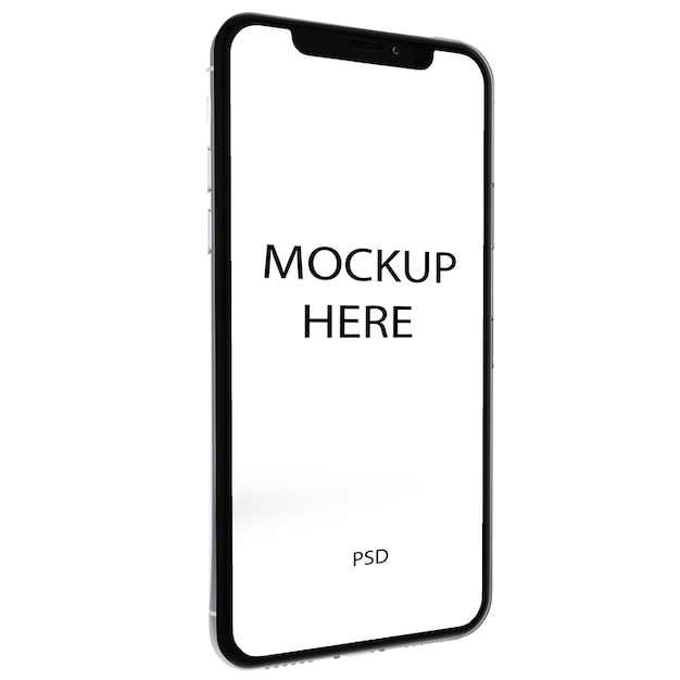 Un écran de téléphone portable avec le mot mockup ici dessus Simple Phone Mockup PSD